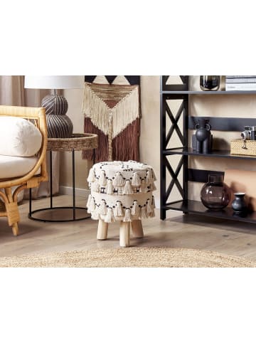 Beliani Hocker THONDI in Beige/Schwarz - (W) 33 x (H) 44 x (L) 33 cm