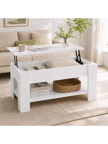 relaxdays Couchtisch in Weiß - (B)98 x (H)42 x (T)50 cm