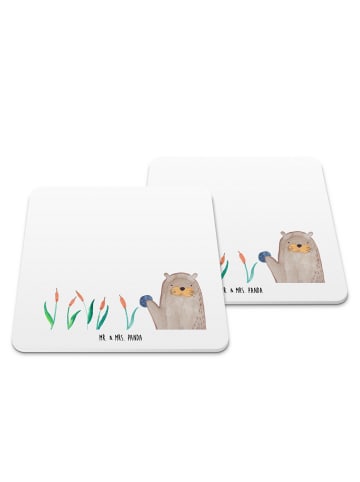 Mr. & Mrs. Panda Untersetzer Otter Stein ohne Spruch in Weiß
