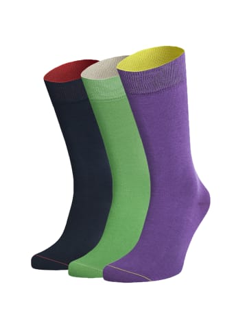 von Jungfeld Socken 3er Pack in Marine/Grün/Lila