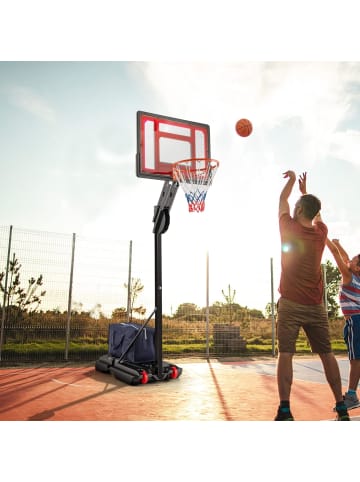 COSTWAY Basketballständer mit Luftpumpe & Basketball in Schwarz