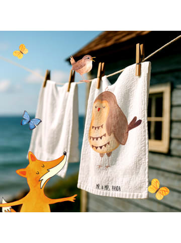 Mr. & Mrs. Panda Handtuch Eule Zufrieden ohne Spruch in Weiß