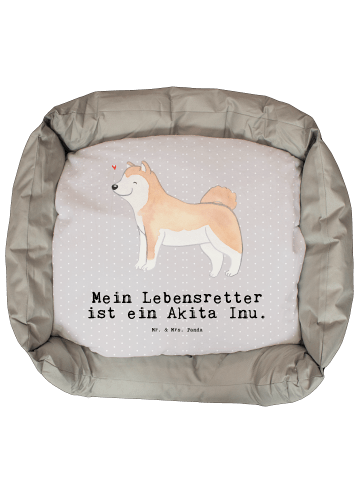 Mr. & Mrs. Panda Hundebett Akita Inu Lebensretter mit Spruch in Grau Pastell