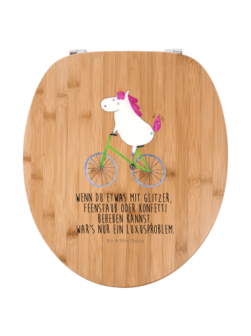 Mr. & Mrs. Panda Motiv WC Sitz Einhorn Radfahrer mit Spruch in Braun