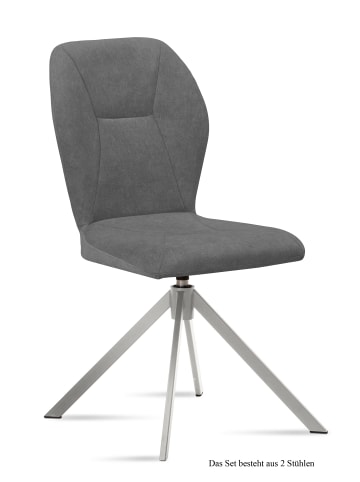 58 aufm Kessel ESSZIMMERSTUHL drehbar (2er-Set) Deandra 51x92x60 Edelstahl/Grau