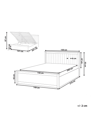 Beliani Doppelbett LAMBRES in Weiß - (W) 150 x (H) 93 x (L) 210 cm