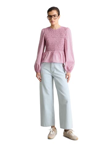 Marc O'Polo DENIM Peplum-Streifenbluse slim in Light Pink