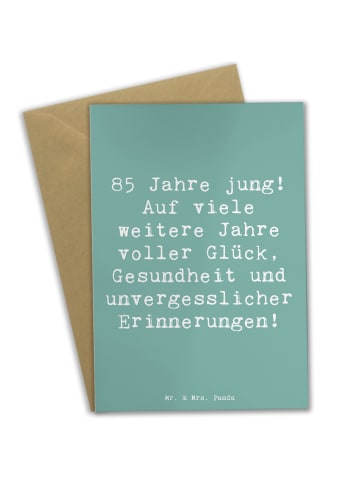 Mr. & Mrs. Panda Spruchkarte Spruch 85. Geburtstag Freude mit Sp... in Meeresbrise
