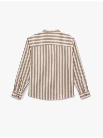 KOTON SHIRTS LS in Braun Gestreift