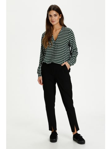 Kaffe Langarm-Bluse KAsary in Dark Green -Diamond Print