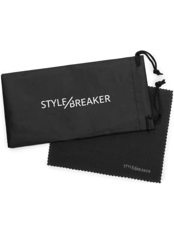 styleBREAKER Rechteckige Halbrand Sonnenbrille in Silber / Silber verspiegelt