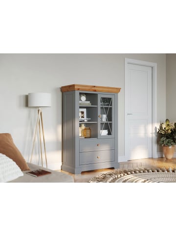 Feldmann-Wohnen Standvitrine Marone Elite Grau / Kiefer Natur 95 / 41 / 140cm