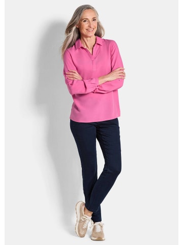 GOLDNER Kurzgröße:  Zeitlose Viskosebluse mit Hemdkragen in pink