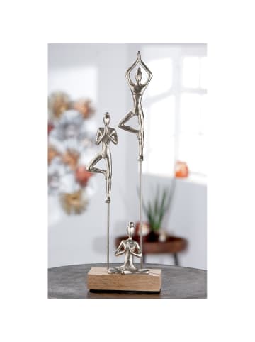 GILDE Skulptur Yogagruppe silberfarben - (H) 51 cm