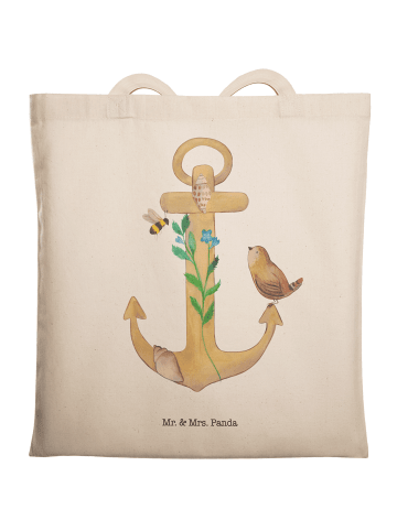 Mr. & Mrs. Panda Beuteltasche Anker Gold mit Spruch in Bunt