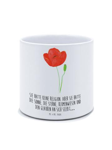 Mr. & Mrs. Panda Blumentopf Blume Mohnblume mit Spruch in Weiß