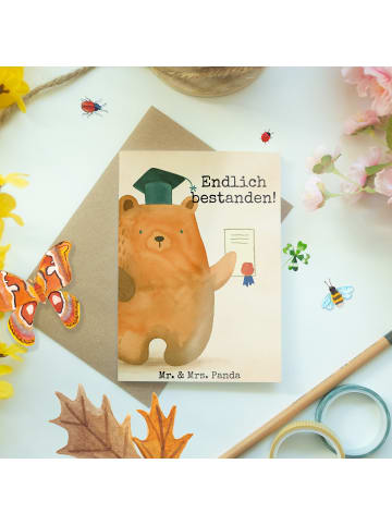 Mr. & Mrs. Panda Glückwunschkarte Bär Prüfung Design mit Spruch in Weiß