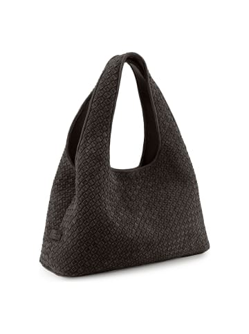 Les Visionnaires Paz Weave Schultertasche Leder 44 cm in dark brown
