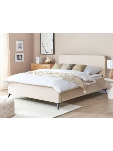 Beliani Doppelbett VALOGNES in Beige/Schwarz - (W) 172 x (H) 110 x (L) 220 cm