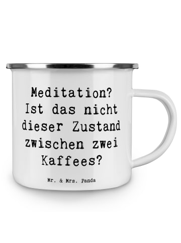 Mr. & Mrs. Panda Emaillebecher Spruch Innere Ruhe Kaffee mit Spruch in Weiß