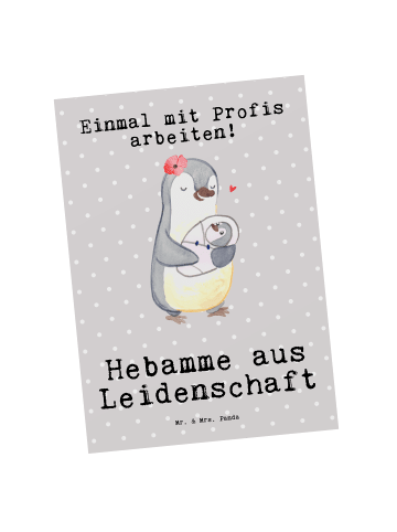 Mr. & Mrs. Panda Fotokarte Hebamme Leidenschaft mit Spruch in Grau Pastell