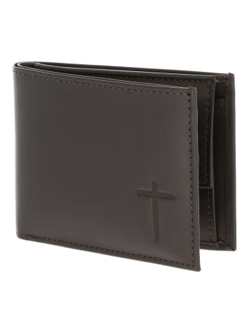 oxmox Leather Geldbörse RFID Schutz Leder 11 cm in braun-freedom cross