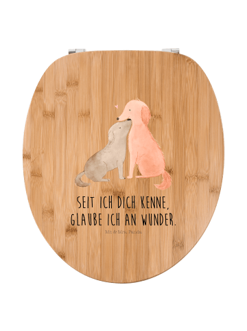 Mr. & Mrs. Panda Motiv WC Sitz Hunde Liebe mit Spruch in Braun