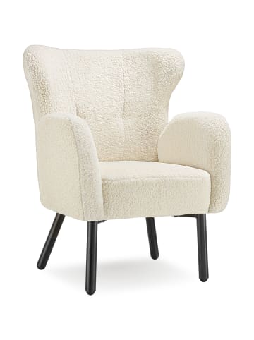tectake Sessel Vänersborg, 72 x 71 x 92 cm, Bouclé creme/schwarz