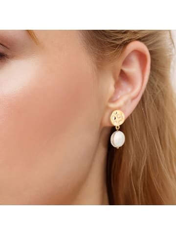 Yokoamii Ohrringe aus Metall-Legierung mit Perle (synth.) in gelbgold