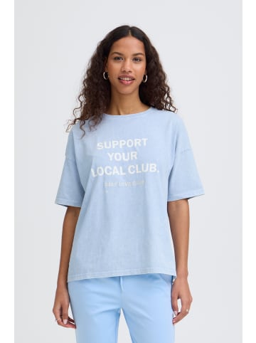 ICHI Kurzarm-Bluse IHNOMANDY Loose fit in POWDER BLUE / CLOUD DANCER