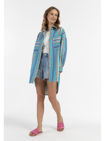 IZIA Damen Hemdjacke in Mehrfarbig Blau