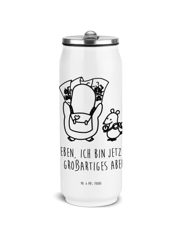 Mr. & Mrs. Panda Wasserflasche Pinguin & Maus Wanderer mit Spruch in Weiß