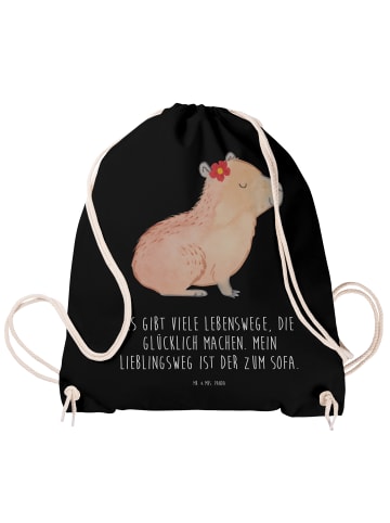 Mr. & Mrs. Panda Beutel Capybara Blume mit Spruch in Schwarz