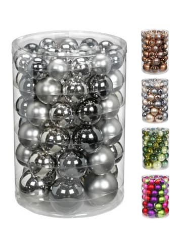 JACK 60x Glas Christbaumkugeln Kugeln 18x4+20x5+16x6+6x7 cm in Silber