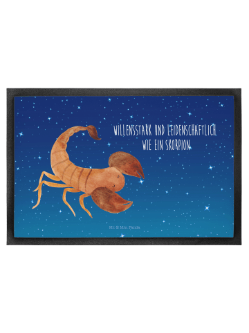 Mr. & Mrs. Panda Fussmatte Sternzeichen Skorpion mit Spruch in Sternenhimmel Blau