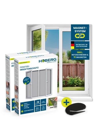 HOBERG Moskitonetz 2er-Set 150x130cm schwarz 16 Magnetbefestigung für Fenster Schwarz