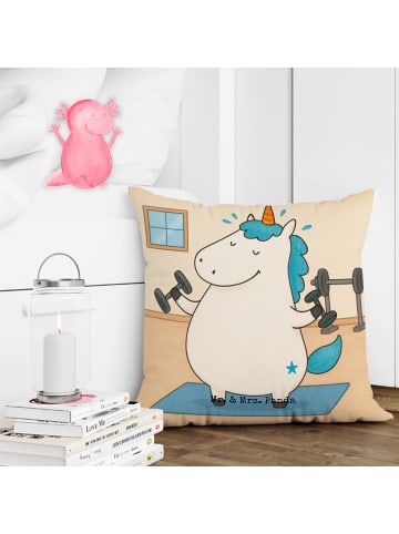 Mr. & Mrs. Panda Dekokissen Einhorn Fitness Design ohne Spruch in Weiß