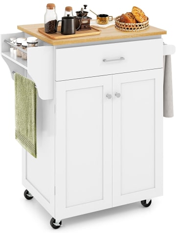 COSTWAY Küchenwagen auf Rollen in Weiß