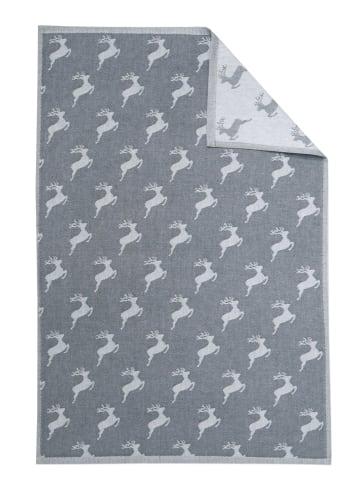 Framsohn 6er Set: Geschirrtuch Hirsch All over in Grau - (L) 75 x (B) 50 cm