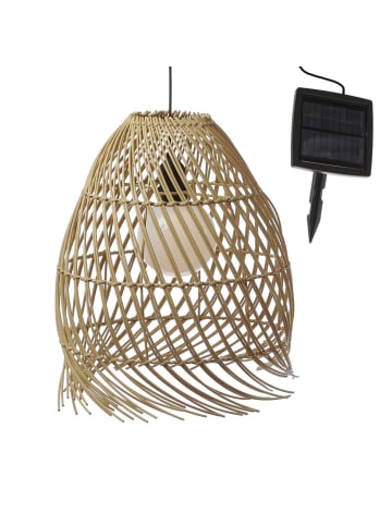 MARELIDA LED Solar Hängelampe Boho Lampenschirm in Korboptik H: 36cm in natur