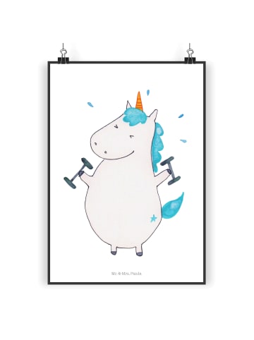 Mr. & Mrs. Panda Bild Einhorn Fitness ohne Spruch in Weiß