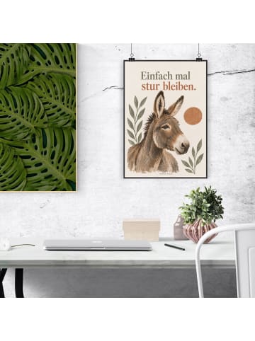 Poster Esel ruhig Design mit Spruch in Weiß