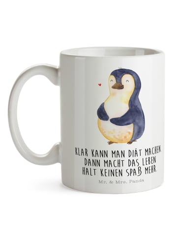 Mr. & Mrs. Panda Becher Pinguin Diät mit Spruch in Weiß