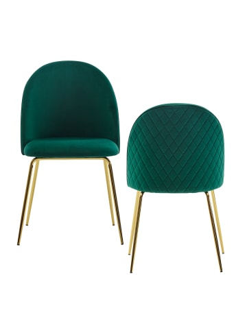 KADIMA DESIGN Design Esszimmerstuhl 2er Set Samt Gepolstert, Küchenstuhl Stoff in Grün