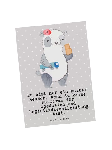 Mr. & Mrs. Panda Postkarte Kauffrau für Spedition und Logistikdi... in Grau Pastell