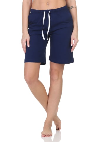 NORMANN Damen Shorty Schlafanzug Pyjama Hose kurz Mix & Match in marine