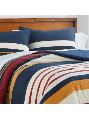 NAUTICA HOME Bettwäsche-Set HOLLINS (3 tlg), 100% Baumwolle, 200x200 cm in Blau/Creme
