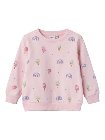 name it Trendy Print Sweatshirt Weicher Rundhals Pullover in Pink