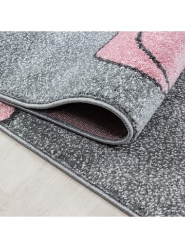 KADIMA DESIGN Kinderteppich Waschbar Bär LAGO Strapazierfähig OEKO-TEX Kinderzimmer in Pink