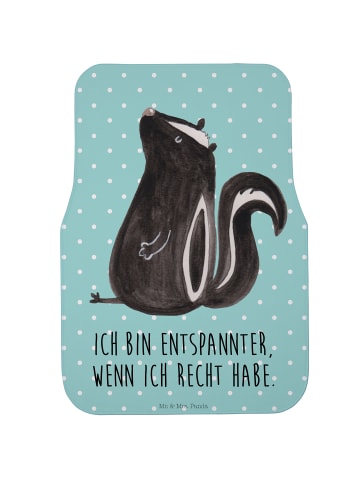 Mr. & Mrs. Panda Fahrer Autofußmatte Stinktier Sitzen mit Spruch in Türkis Pastell